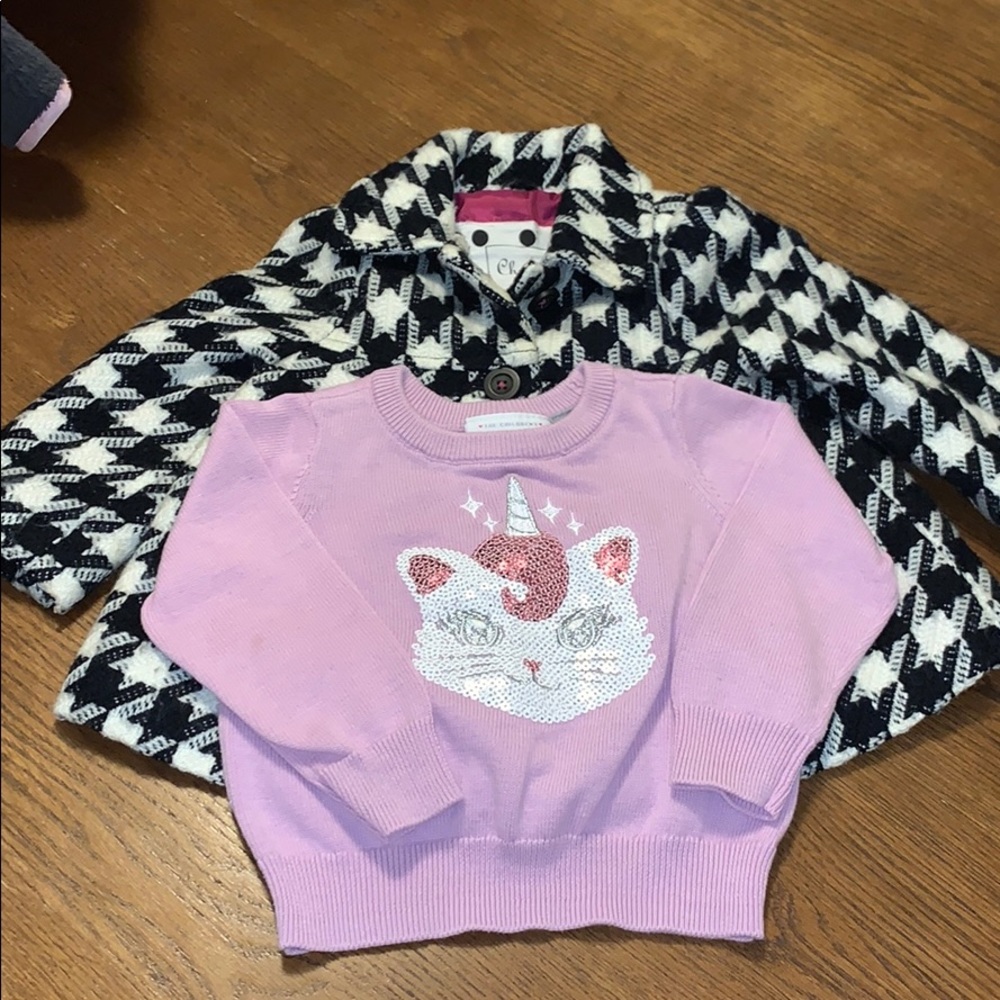 Baby girl sweater and coat.